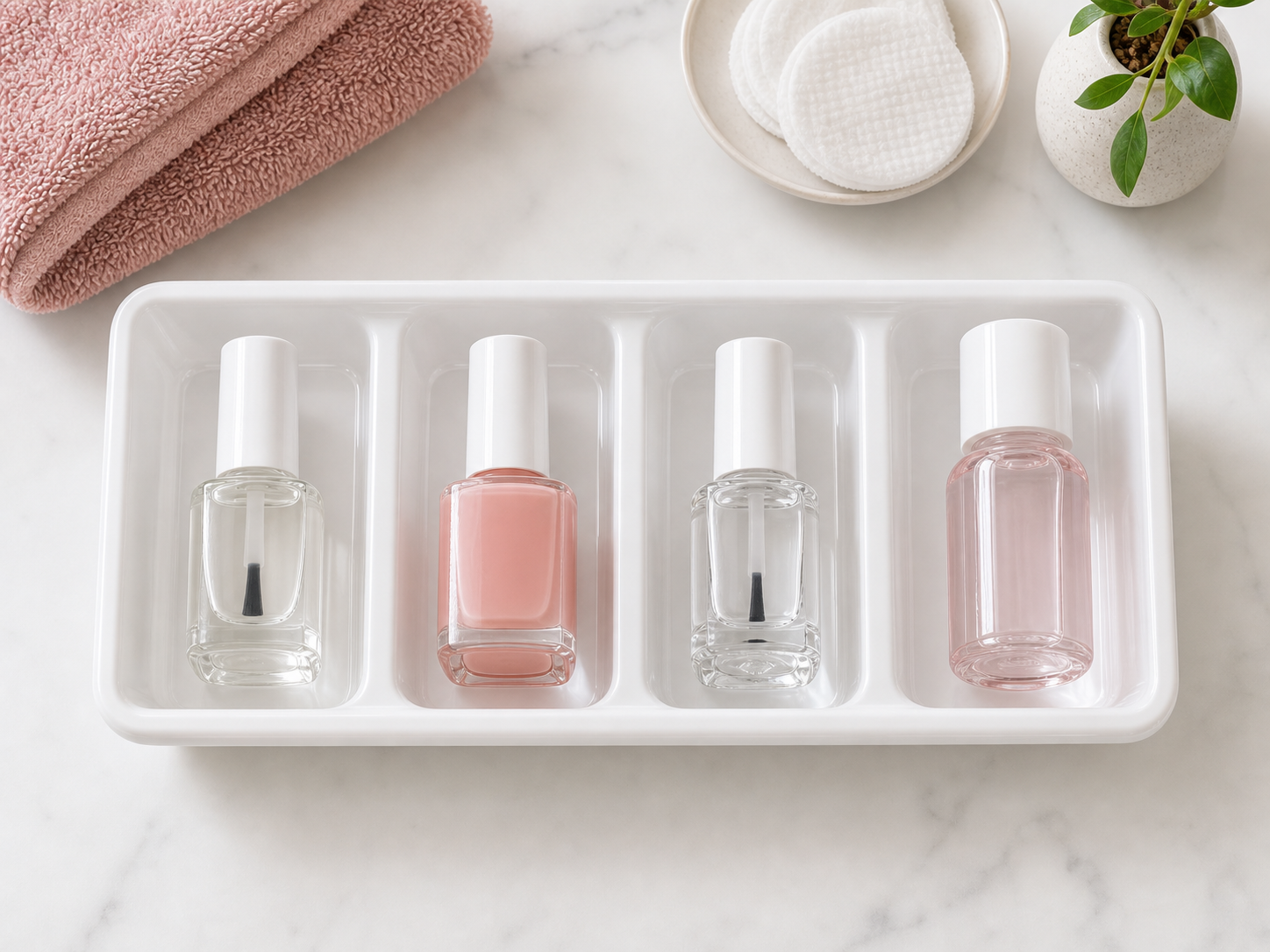 Four-step nail routine tray