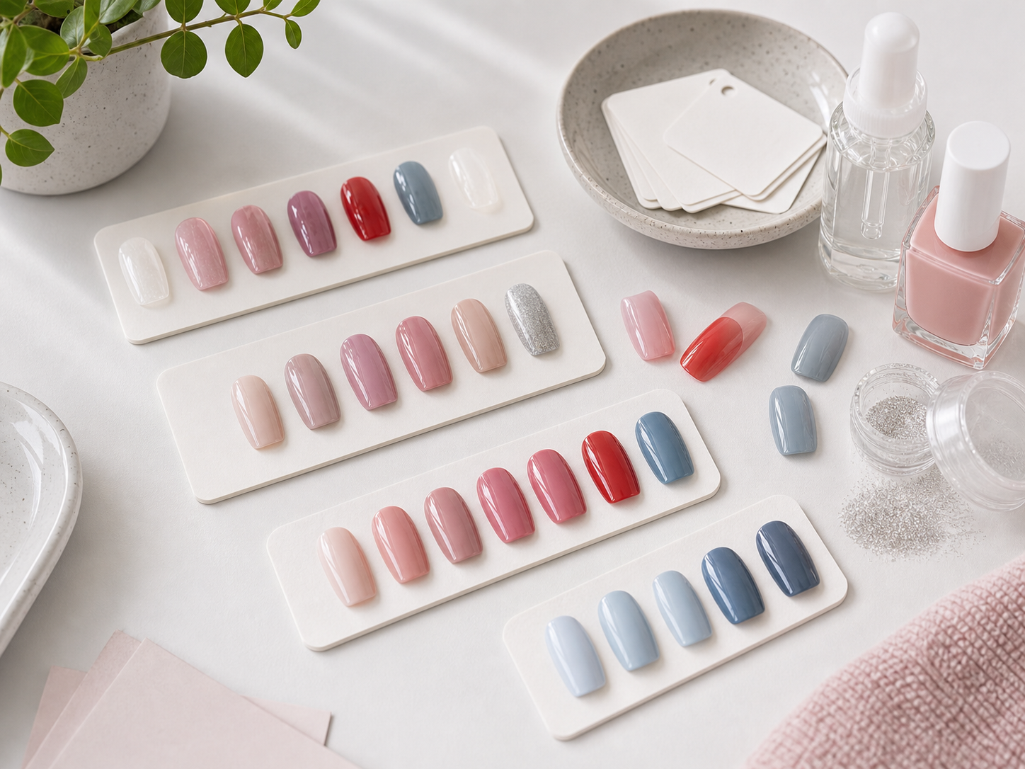 Non-branded nail color swatch planning board